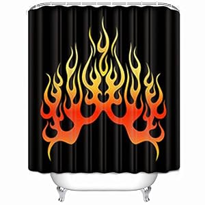 Image of Alfredon Shower Curtains Flame Tattoo Tribal Sketch Signs Symbols Llama Waterproof Mildew Resistant 66 x 72 Inches Polyester Fabric Bath Bathroom Curtain