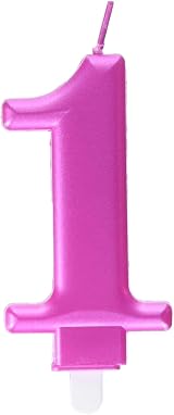 Unique Dazzling Metallic Pink Number 1 Birthday Candle 1 Pc view 3