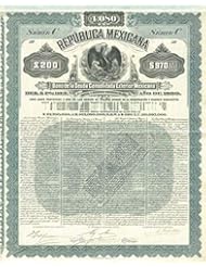 From Amazon.com. Click for details:
 Entertainment Memorabilia: "Mexicana Grey" Republica Mexicana, Deuda Consolidada Exterior Del 5% de 1899, £200, 970 US GOLD Entertainment Memorabilia: "Mexicana Grey" Republica Mexicana, Deuda Consolidada Exterior Del 5% de 1899, £200, 970 US GOLD
