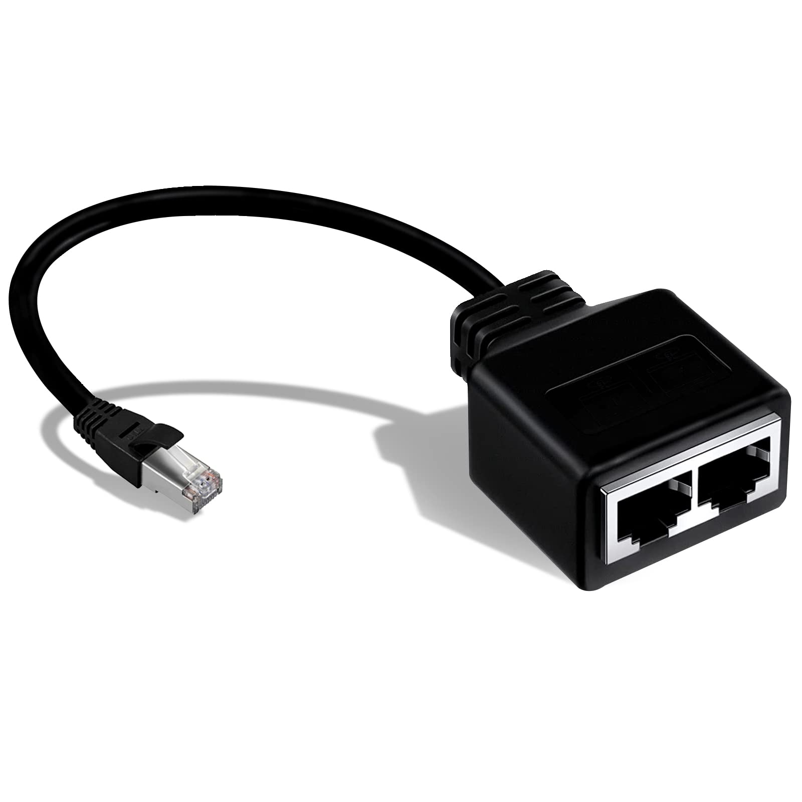 RJ45 Ethernet Cable Splitter Network Adapter, Ethernet Splitter 1 Male to 2 Female LAN Ethernet Lan Network Extension Splitter for Cat5, Cat5e, Cat6, Cat7