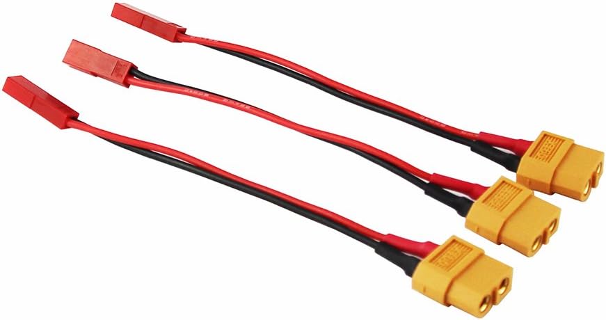 OliYin 3pcs RC XT60 Female to JST Female Charging Adapter Lead Plane Car Helicopter Charger, Small