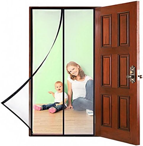 magnetic screen door mosquito net by uGen! anti mosquito Hands free Toddler and pet friendly mesh screen patio doors (82.7" X 39.4"). Automatic closure. Keep Fresh Air in and Bugs out! (Black)