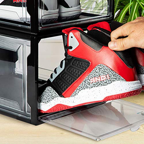 YOUR KIX Drop Front Shoe Box, Black Stackable 1 Case Sold