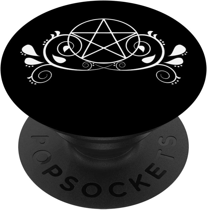 Black and White Pretty Pentacle Pagan Wiccan Cheeky Witch PopSockets PopGrip: Swappable Grip for Phones & Tablets