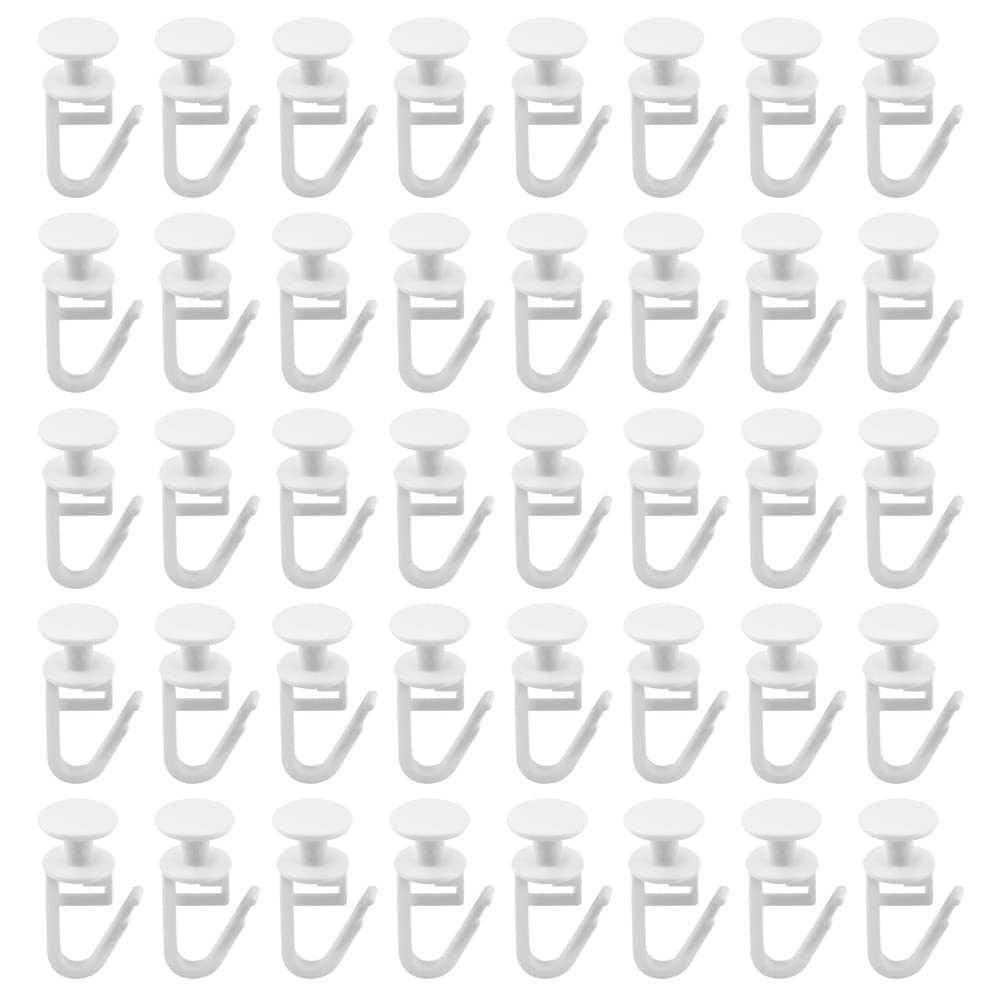 SADENWEAR 50 Pcs White Plastic Curtain Track Glider Hooks for Window, Door, and Shower Rail