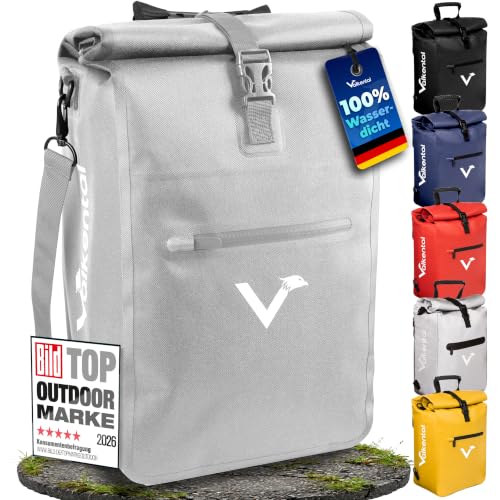 Valkental® 3in1 Fahrradtasche [Bis 25L] - Das Original - Geeignet als Gepäckträgertasche, Rucksack und Umhängetasche - 100% Wasserdicht & Reflektieren