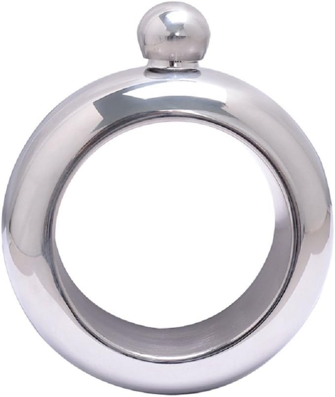 Sumit Sumit Bangle Bracelet Hip Flask Food Grade 304 Stainless Steel Innovative Wine Bottle Gift 4 oz, Silver