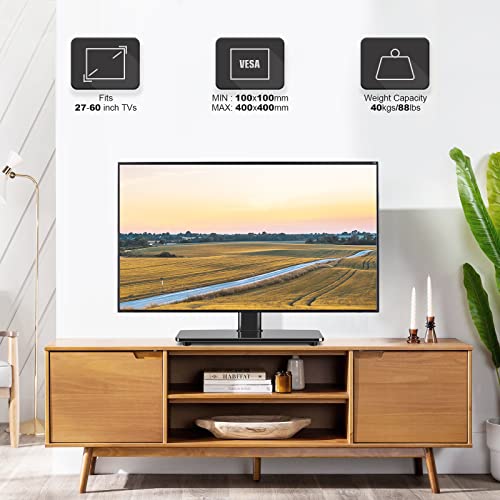 Universal Height Adjustable Table Top Swivel TV Stand w/Tempered