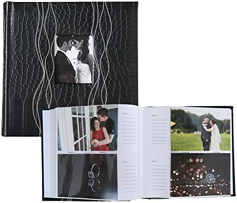 Profolio Photo Albums 4x6 inch holds 200 photos Sewn Leatherette Frame Cover, Black