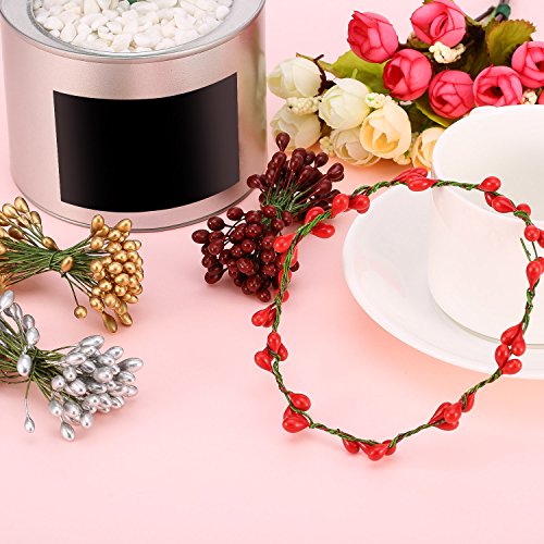 image for BBTO 400 Pieces Multicolor Artificial Holly Berries Christmas Fake Fru