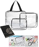 JAVOedge (4 PCS SET) PVC Clear Makeup Cosmetic Bag, Toiletry and Storage Bag for Travel Accessories Set with Handles