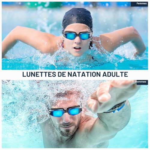Ambienden Swimming Goggles, Clear Vision Swimming Goggles Anti-Fog UV Protection Silicone Seals Quick Fit Unisex Adult