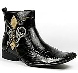 Delli Aldo M-668 Black Mens Square Toe Dress Ankle Boots Shoes Celtic Styled in Italy w/ Leather Lining and Full Side Zipper