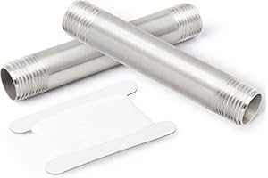 TAISHER 2Pcs Stainless Steel Pipe Fittings, 1/2" NPT x 1/2" NPT Male Threaded, 6" Length Nipple Cast Pipe