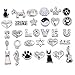 RUBYCA 64pcs Mix Floating Charms Lot for Glass Living Memory Lockets Black and White Silver Color