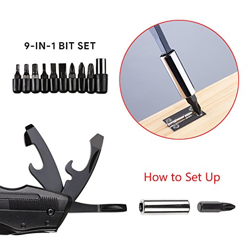Multitool Pocket Knife 5-in-1 Black Oxide Stainless Steel Multi-Purpose Folding Knives Keychain Plier Kit for Outdoor Survival, Camping, Fishing, Hunting, Hiking