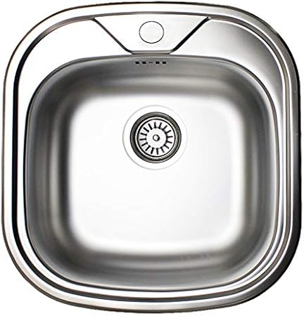 Design Edelstahleinbauspüle 46 x 48 cm Einbauspüle (mit vorgestanztem