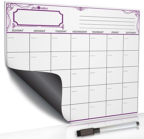 planOvation's Magnetic Dry Erase Board Monthly Calendar (16"x12", Purple)