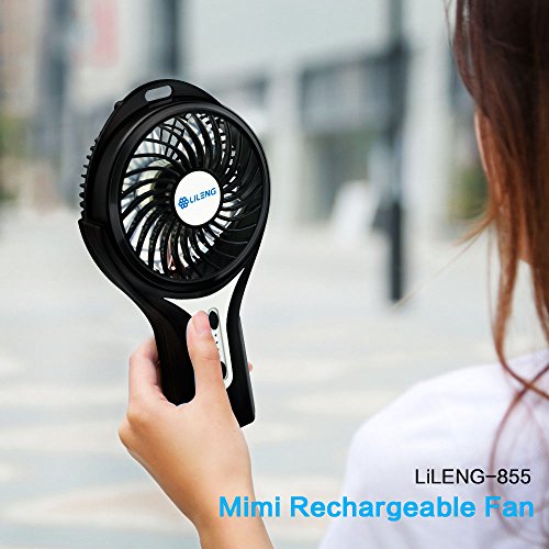 Anpress Mini Personal USB Rechargeable Handheld Fan with 3 Speed Adjustable, 7-Colorful Night Light, Battery/USB Powered, Portable Cool Student Fan for Home Office Outdoor and Travel (Black) - Thumbnail 7