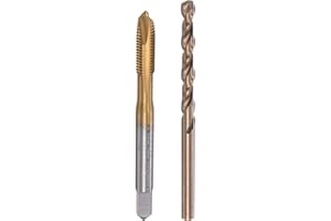 uxcell M5 x 0.8 Spiral Point Thread Tap and 4.2mm Drill Bit Set, Metric Titanium Plated Cobalt High Speed Steel Machine Screw
