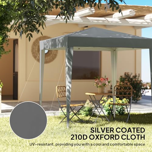 Outsunny 6.6'x6.6' Pop Up Canopy Tent with Sidewalls, Instant Sun Shelter Camping Gazebo with Carry Bag, for Outdoor, Garden, Patio, Grey