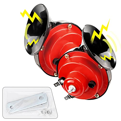 Super Loud Car Horn 2PCS, 12V Waterproof High Bass Car Horn Electric