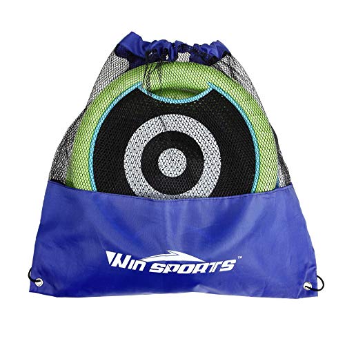Win SPORTS Deluxe Trampoline Paddle Ball Flying Discs, Super Bounce-Back Family Game Set (4 Paddles & 3 Balls & Storage Bag) (Green) - Thumbnail 6