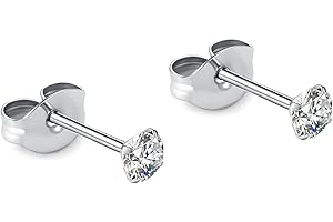 BELEZADOSAS 1 Pair Implant Grade Titanium Stud Earrings Set Hypoallergenic 3mm 4mm 5mm 6mm Cubic Zirconia G23 Titanium Earring Studs for Women Men for Sensitive Ear