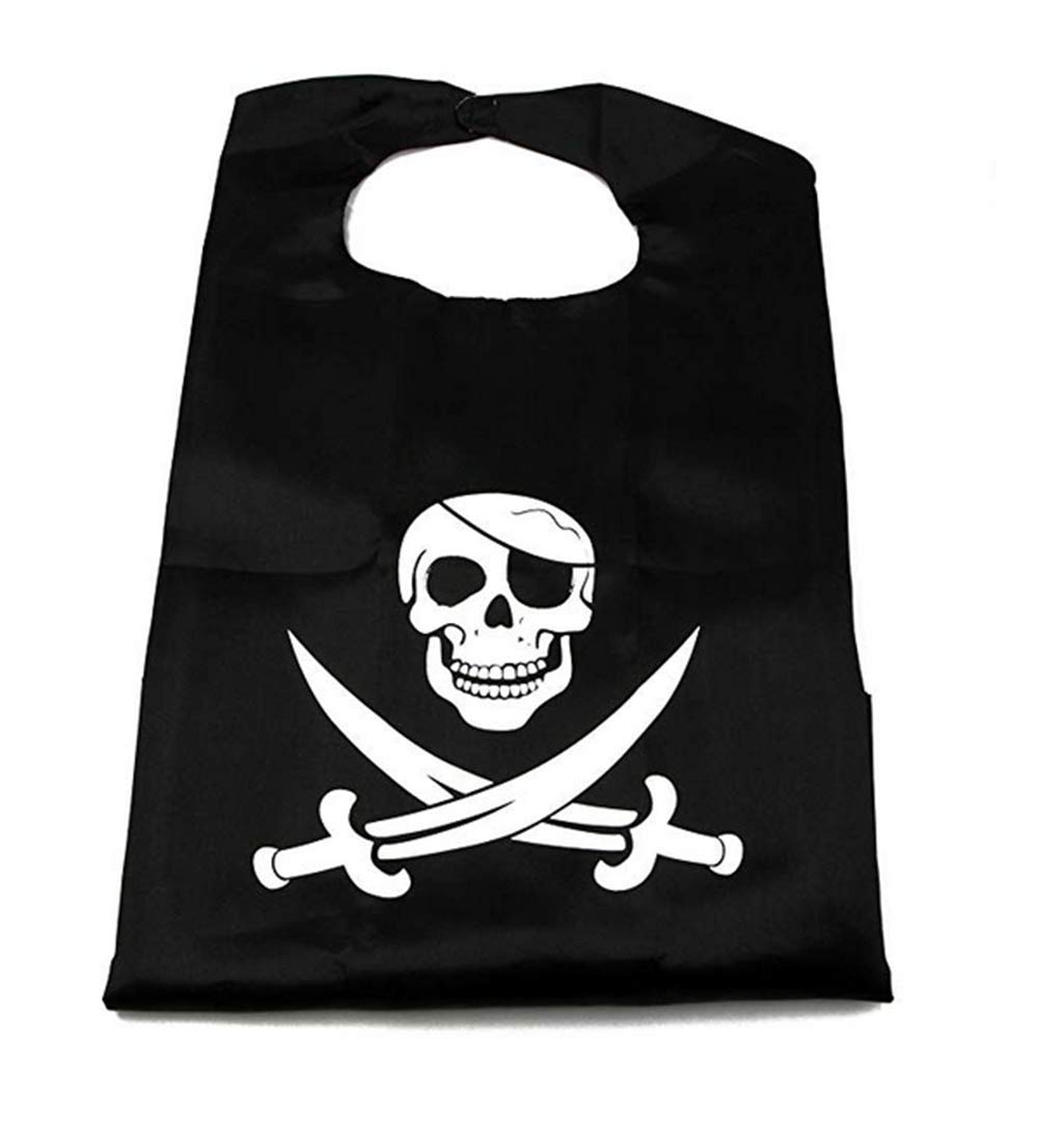 RioRand Cartoon Pirate Dress Up Satin Cape Cosplay Birthday Party Kids Costume 3pcs Black