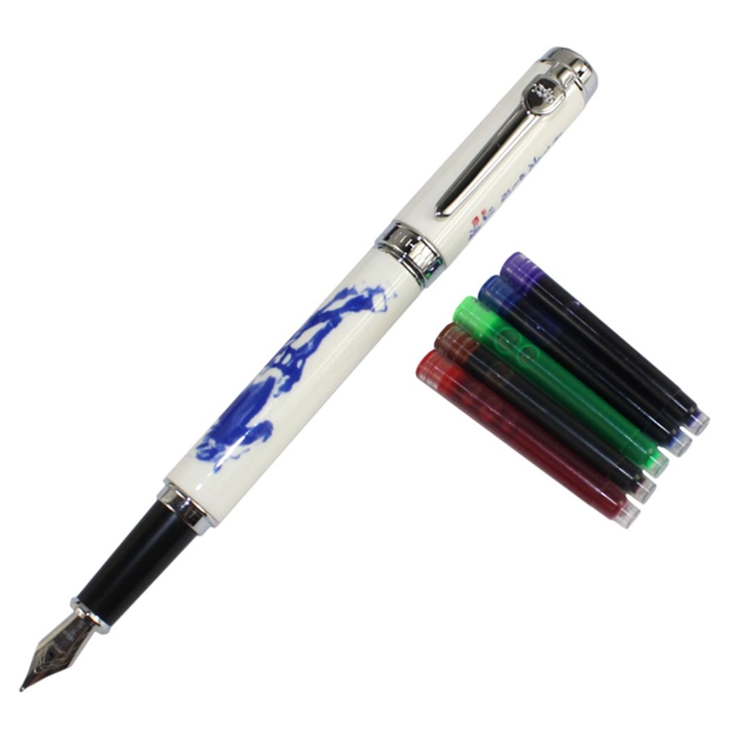 Gullor Jinhao 950 Blue and White Porcelain Horse with Gift Box and Ink cartridges