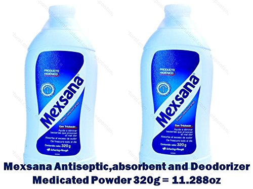 2 Mexsana Antiseptic,absorbent and Deodorizer Medicated Powder 320g = 11.288oz