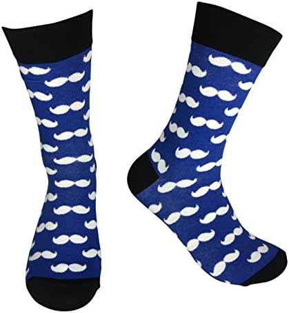 Men's Custom Tailored Trousers Socks | Make Your Own Box Sock Collection | Pick Any Five Socks For Discount (Black / Blue / White Mustache)