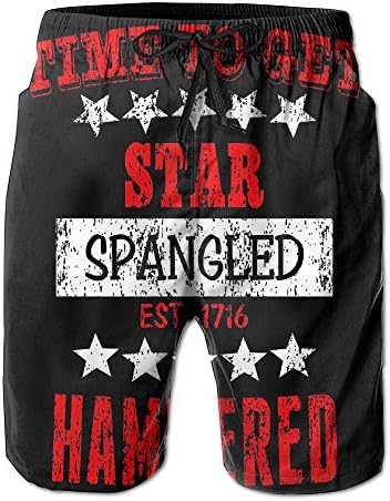 Time To Get Star Spangled Hammered Drawstring Beach Pant Casual Board Short For Man's