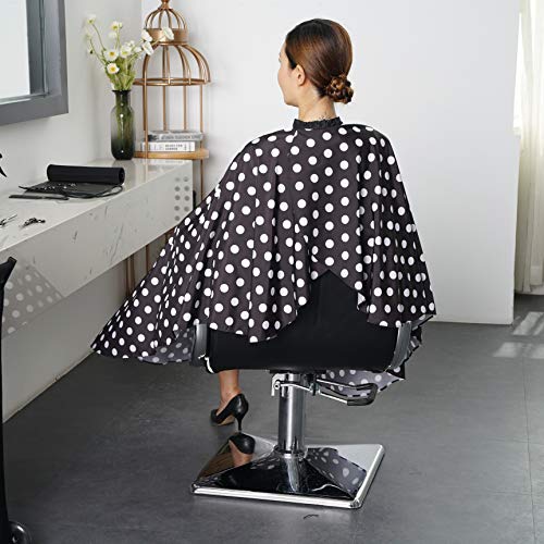 SMARTHAIR Professional Salon Cape Polyester Baber Cape Hair Cutting Cape,54"x62",Black and White Dots,C375001C