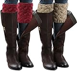 Loritta 2 Pairs Women Winter Crochet Knitted Boot Cuffs Toppers Short Leg Warmer