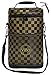 Vina 2 Bottle Wine Tote Bag, Insulated Wine or Beer Cooler Carrier Case with Shoulder Strap + Free Corkscrew, Brown Grid Wine Gift Bag for Travel and Picnic, Black