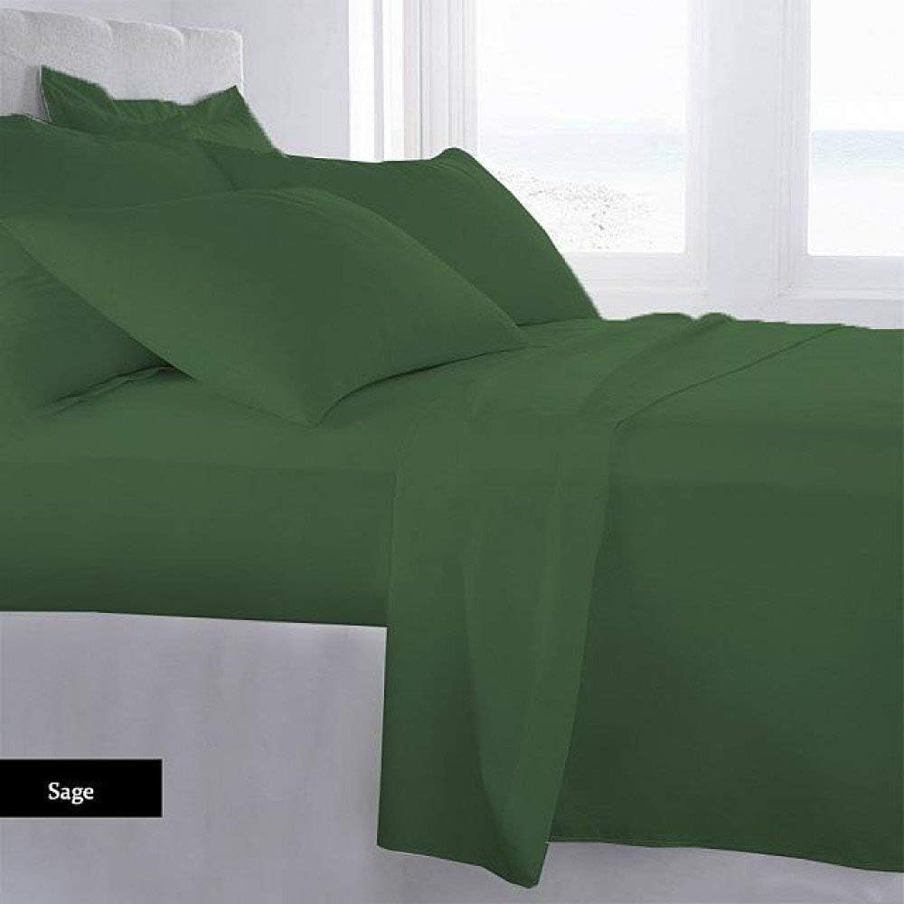 Lussona Exclusive Christmas Collections 1000 Thread Count 100% Egytpian Cotton Italian Finish Solid Bed Sheet Set with 18" Inches Deep Pocket, Feel The Ultimate Euphoria(Full,Sage)