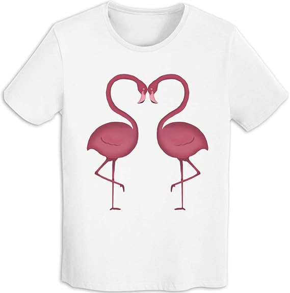 Amazon おもしろ Tシャツ 2つのピンクのフラミンゴ ハート型のフラミンゴ ピンクのバレンタインデー 愛情のある鳥 創意デザイン 柄プリント 綿100 半袖 White M カジュアル おしゃれ 面白いtシャツメンズ カップル ギフト 服 ファッション小物 通販