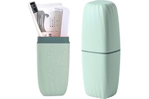 CMREAEC Travel Toothbrush Cup Case,Toothbrush Holder with Cover Travel Toothbrush Containers Portable Toothpaste Storage Toothbrush Case and Carrier for Camping School Business Trip Bathroom (Light blue)