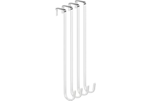 Mars-Rock Over the Door Metal Hooks with Plastic Coating 14.2" Fit 0.5" to 1 3/8" Door 4 Pcs Heavy Duty Single Towel Robe Rac