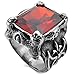INBLUE Men's Stainless Steel Ring CZ Silver Tone Black Red Dragon Claw Knight Fleur De Lis