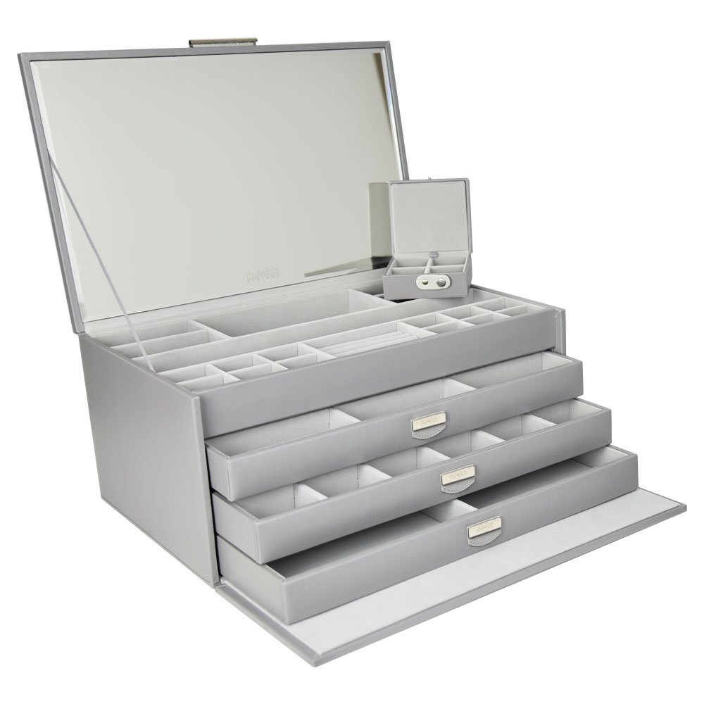 Dulwich Designs Extra Large Grey Premium Bonded Leather Jewellery Box