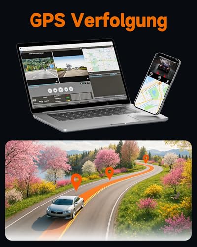 HUPEJOS 360° Dash Cam Car Front Rear 4 Channel Dash Cam Car Camera V60 | Inklusive 64GB SD-Karte, WDR-Nachtsicht (8 IR-LEDs), WiFi GPS,150° Weitwinkel, 3,18" IPS Display, G-Sensor,24/7 Parkmodus