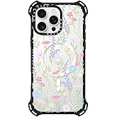 CASETiFY Bounce Case for iPhone 16 Pro Max [Shockproof / 21.3 ft. 6X Military Grade Drop Protection/Compatible with Magsafe] - Pink Pastel Cute Floral - Clear Black