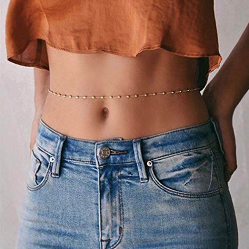 Catery Sexy Waist Body Jewelry Beaded Belly Button Chains Fashion Belt for Women (Gold) - Thumbnail 6