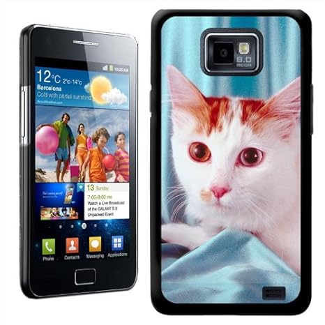Fancy A Snuggle Hartschale für Samsung S2 i9100 (aufsteckbar, Motiv Katze auf blauer Seidendecke)
