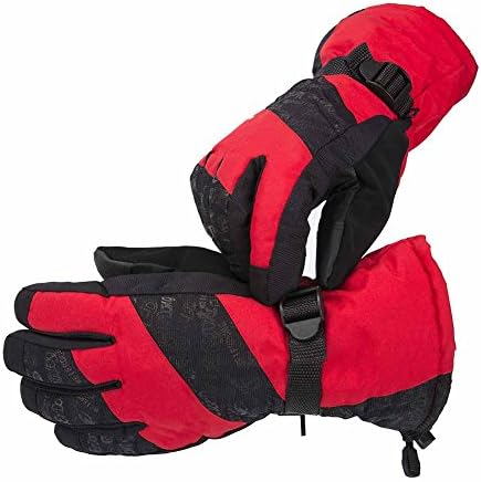 UKEE Ski Gloves, Waterproof and Windproof Winter Snow Gloves Ski, Snowboard, Motorcycle, Bike, Ski Gloves for Men and Women (Black and red)