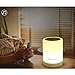 Smart Dimmable Table Night Light, Pococina Warm White LED Bedside Lamp with Touch Sensor and Color Changing Mode Bluetooth Speaker for Kids