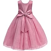 Mokpi Flower Girls Wedding Dress Princess Birthday Party Satin V-Back Ball Gown Prom