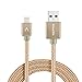 iPhone charger Apple MFi certified, Voltmax Nylon-braided Lightning Cable with reinforced aramid fiber for iPhone X iPhone 8/8Plus, iPad, Air pods&more(Gold-6ft)
